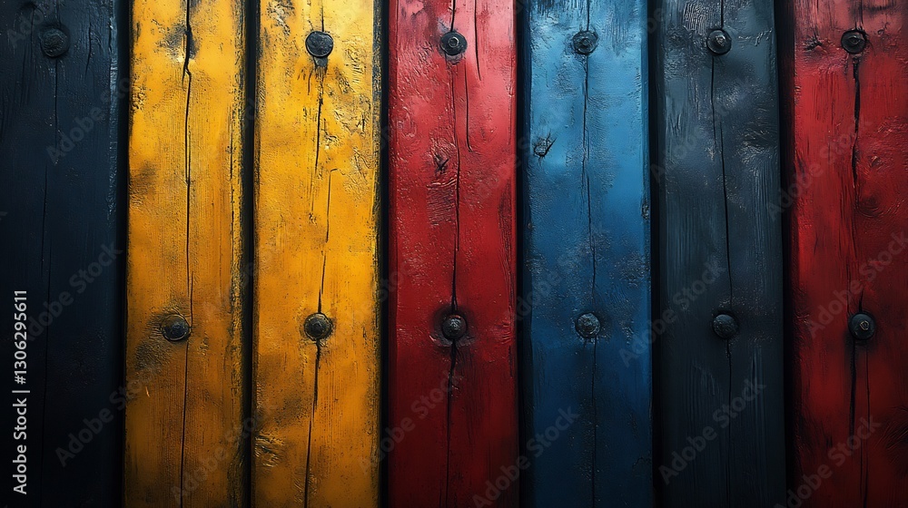 Obraz premium Vibrant painted wood planks texture background. AI Generated