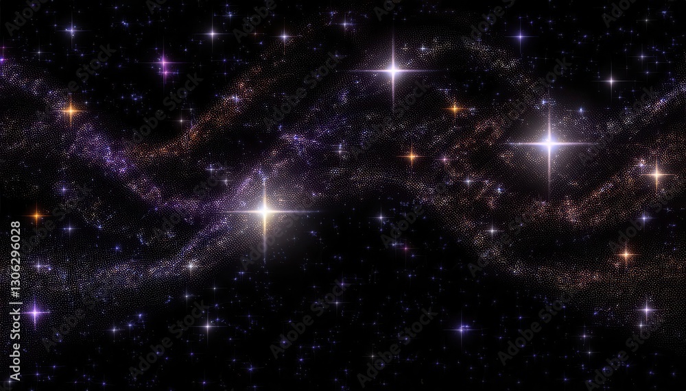 Fototapeta premium dazzling cosmic panorama with glowing stars and nebulae in deep space, celestial background for sci-fi designs and prints