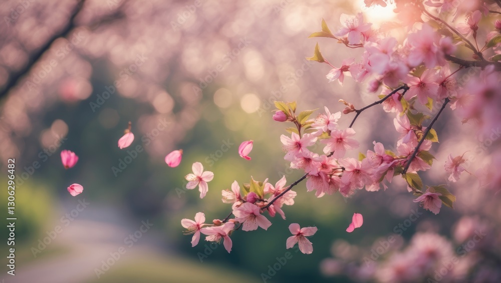 Blooming pink blossoms and cherry flowers during springtime. Blooming pink blossoms and cherry flowers during springtime.