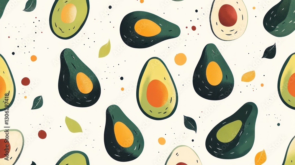 Cartoon avocado pattern background Cartoon avocado pattern background