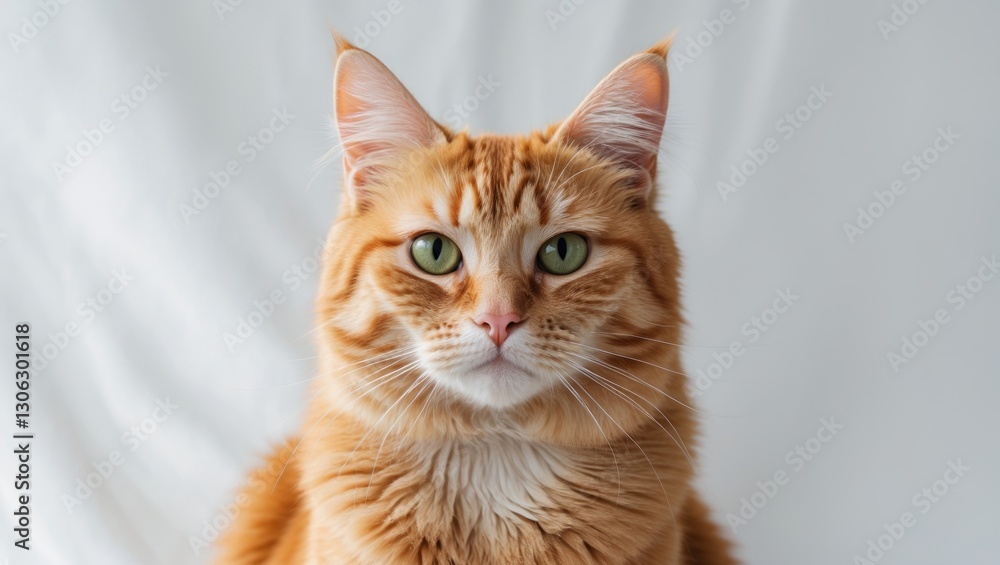 Image of a striking orange cat set against a light backdrop. Image of a striking orange cat set against a light backdrop.