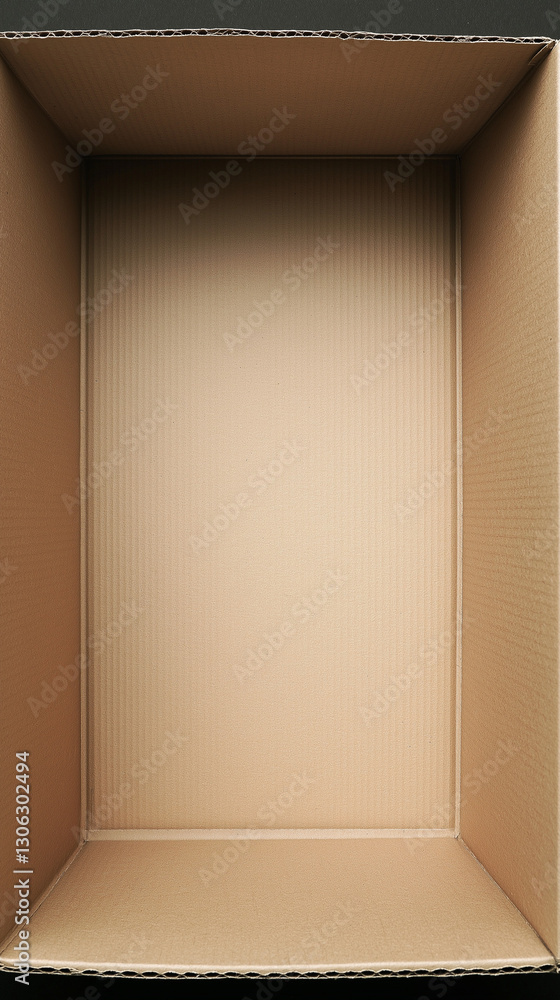 Open kraft box made of recycled cardboard