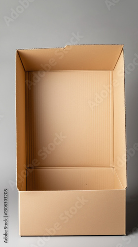 Open kraft box made of recycled cardboard