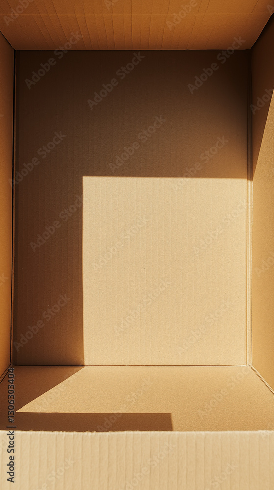 Open kraft box made of recycled cardboard