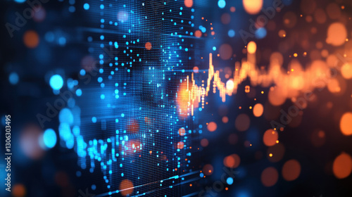 Wallpaper Mural Stock market chart with a blue background, glowing light effects, stock trading concept background Torontodigital.ca