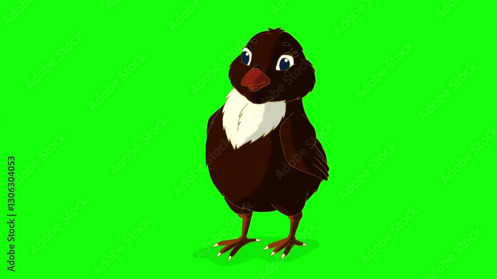 Black chicken on Green Screen Background. 2D animation Black chicken on Green Screen Background. 2D animation