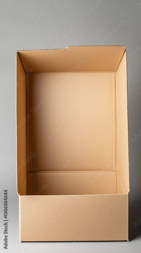 Open kraft box made of recycled cardboard