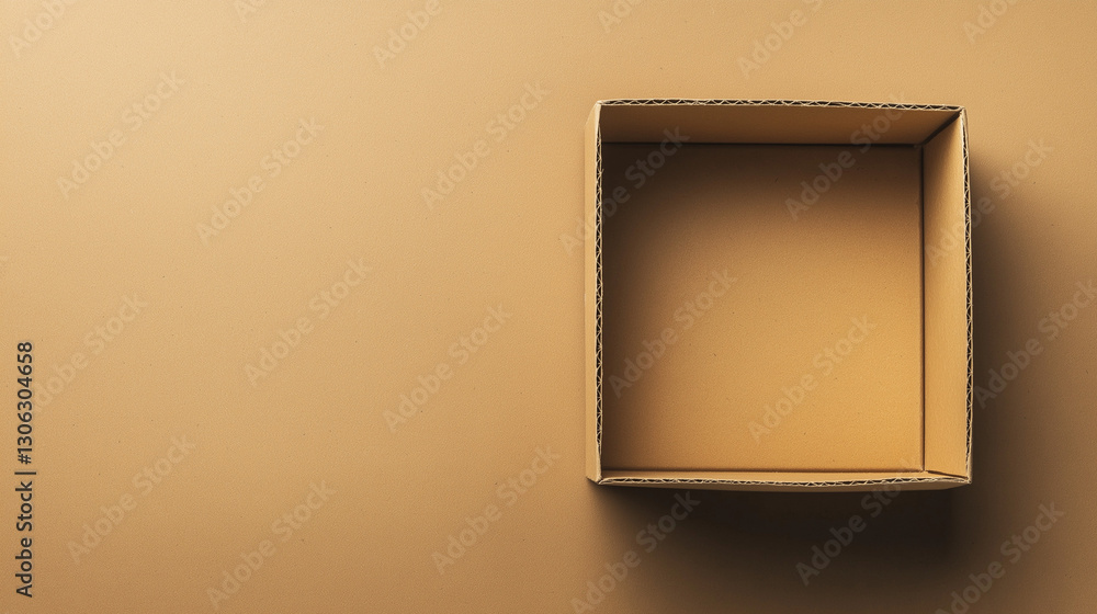 Open kraft box made of recycled cardboard