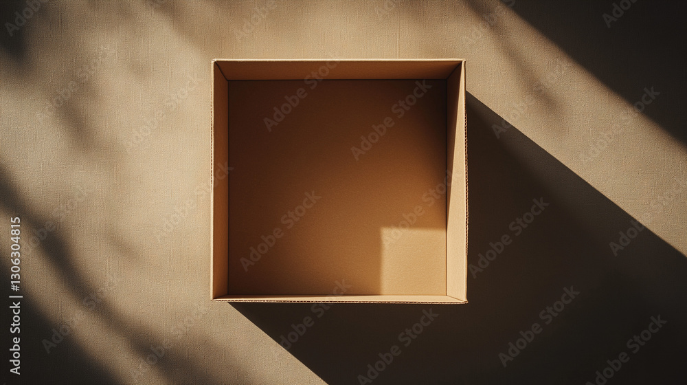 Open kraft box made of recycled cardboard