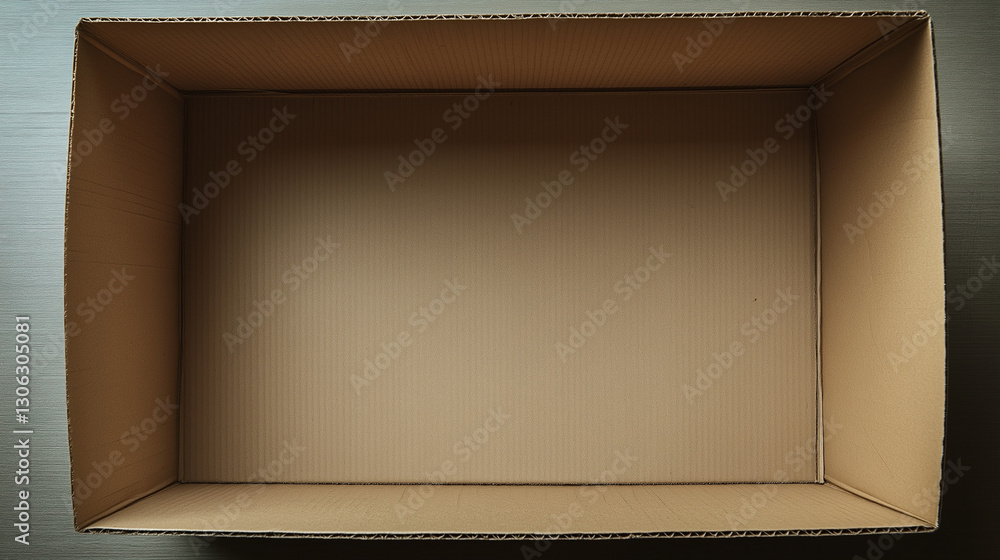 Open kraft box made of recycled cardboard