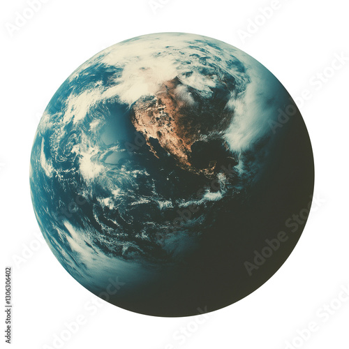 Fototapeta Naklejka Na Ścianę i Meble -  planet earth in space, vintage collage art cutout png