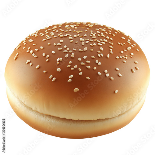 burgher isolated on transparent white background, png. Sesame Seed-Topped Hamburger Bun