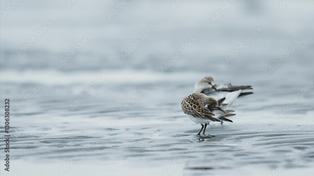 羽繕いするトウネン 羽繕いするトウネン