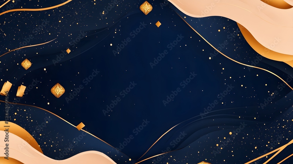 Fototapeta premium Elegant Dark Blue Gold Abstract Background Design
