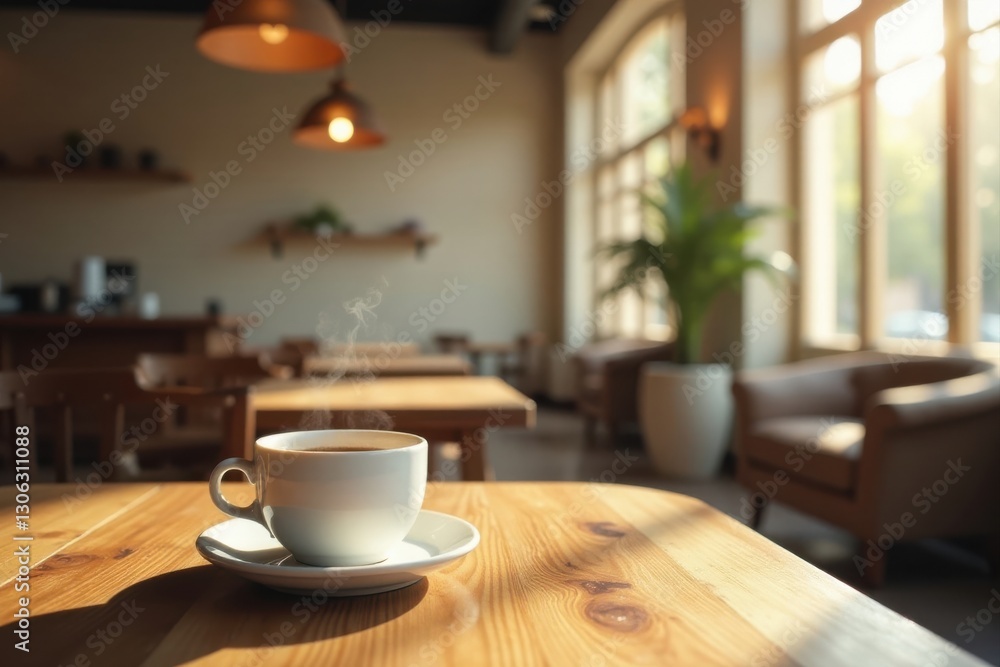 Aromatic Steam Rising from a Warm Beverage in a Cozy Cafe Setting Aromatic Steam Rising from a Warm Beverage in a Cozy Cafe Setting