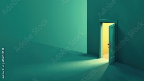 A stock illustration representing Immigration policy in teal and dark green, featuring smooth transitions and metaphors of open doors and passports, textured overlays