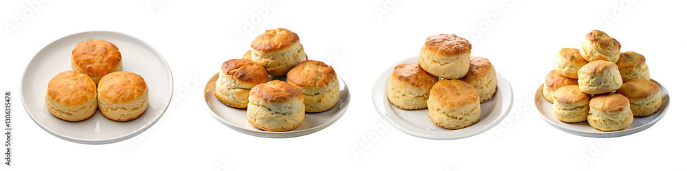 Golden brown freshly baked scones on minimalist white plate – simple elegance on a isolated transparent background. Golden brown freshly baked scones on minimalist white plate – simple elegance on a isolated transparent background.