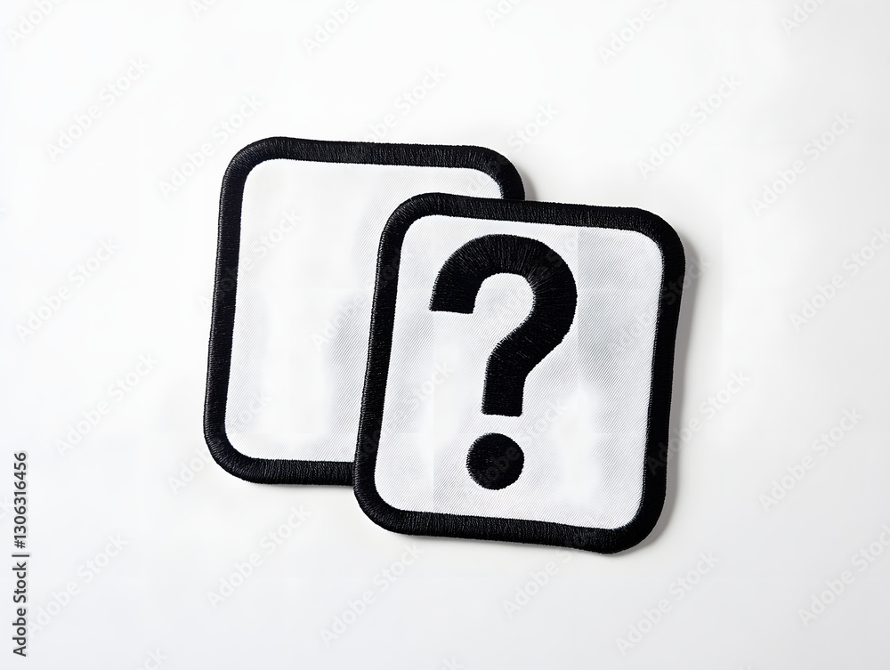 Minimalist Black and White Question Mark Embroidered Patch Mockup Minimalist Black and White Question Mark Embroidered Patch Mockup