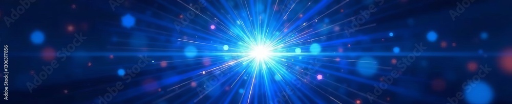 Fototapeta premium Dynamic blue glowing light burst with radial rays, dynamic, vibrant