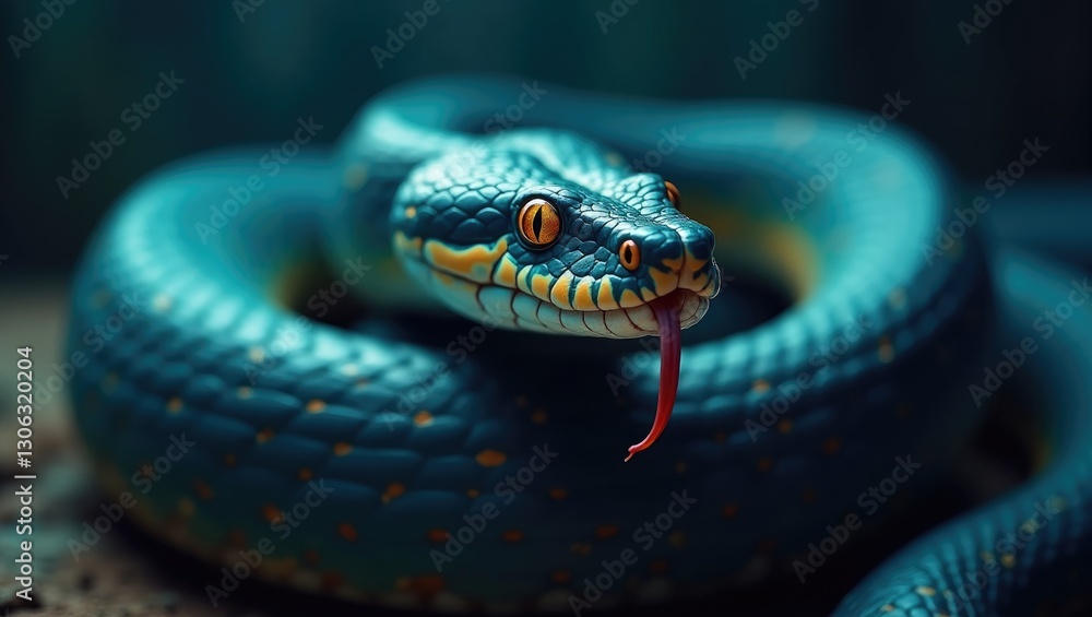 Obraz premium Coiled close-up of a South African python.