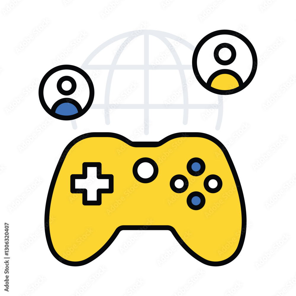 Global game vector filled outline icon. EPS 10 file Global game vector filled outline icon. EPS 10 file