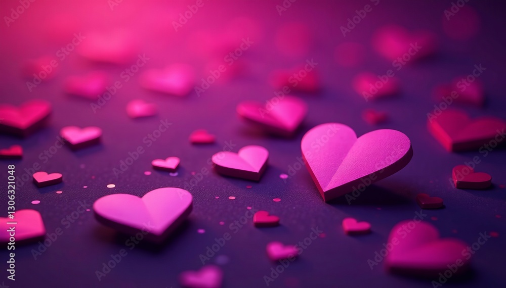 Close-up of tiny heart shapes scattered on a deep purple backdrop, graphic, texture, minimalistic Close-up of tiny heart shapes scattered on a deep purple backdrop, graphic, texture, minimalistic