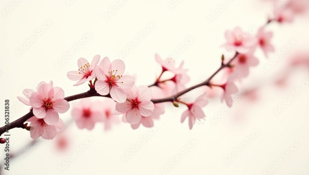 blossoms of cherry trees in springtime. Isolated branch featuring pink cherry flowers blossoms of cherry trees in springtime. Isolated branch featuring pink cherry flowers