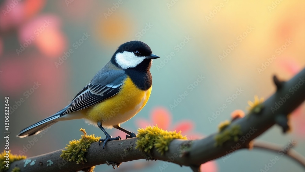 Obraz premium image of a white wagtail (Motacilla alba alba) perched on a branch