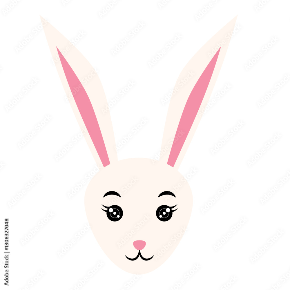Fototapeta premium Cute Cartoon Rabbit Face Illustration