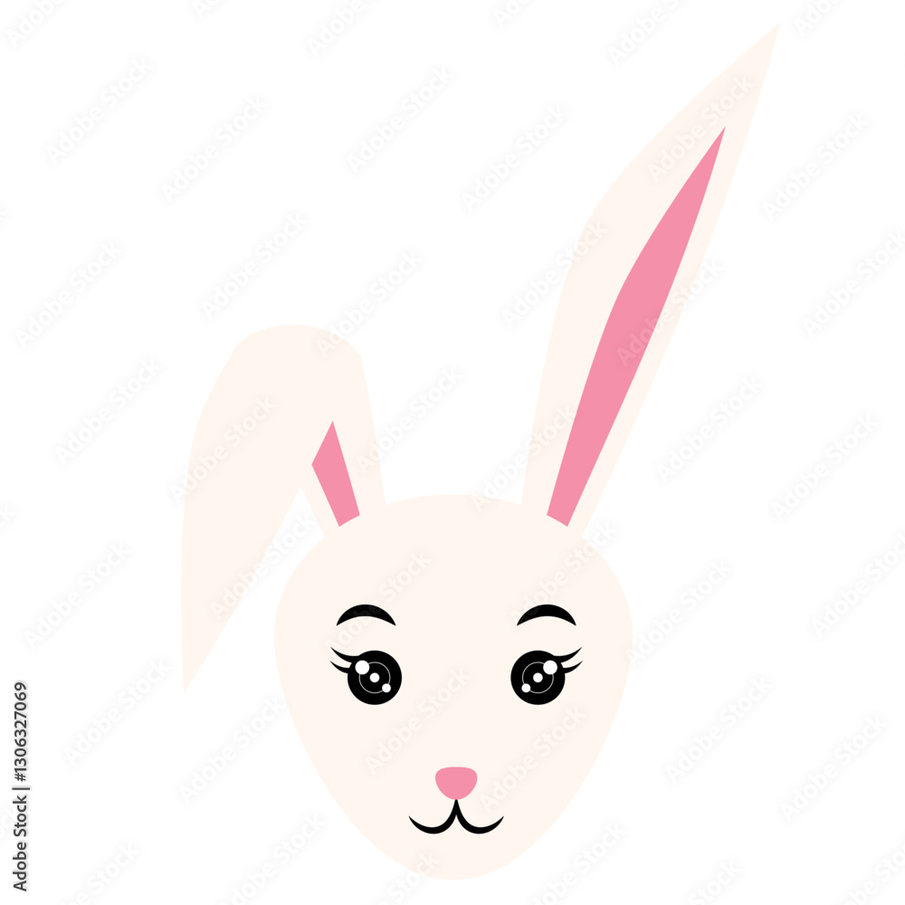 Fototapeta premium Cute Cartoon Rabbit Face Illustration