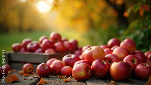 Apple gathering season, harvest time photo