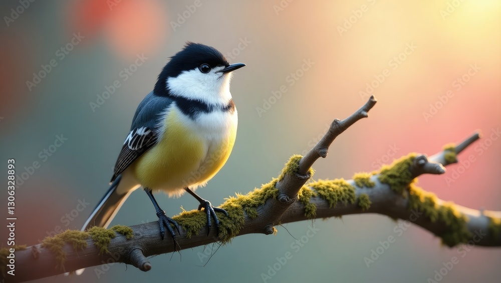 image of a white wagtail (Motacilla alba alba) perched on a branch image of a white wagtail (Motacilla alba alba) perched on a branch
