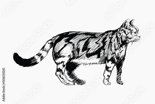 American Shorthair cat animal illustration vector