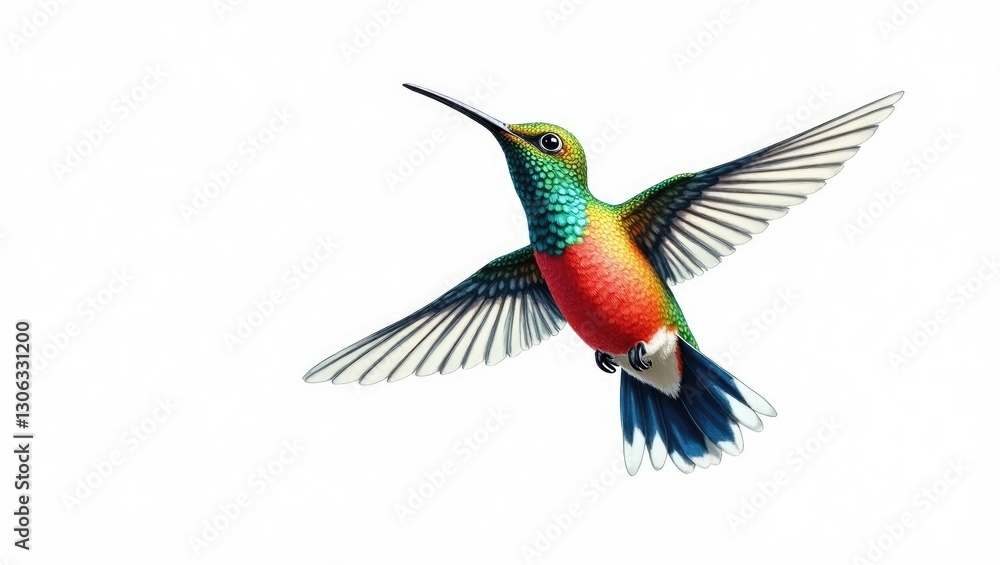 Obraz premium Colorful Hummingbird Illustration. Image placed on a white background.