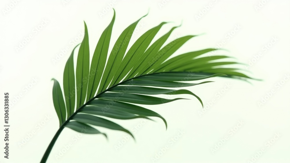 green palm frond against a light backdrop green palm frond against a light backdrop