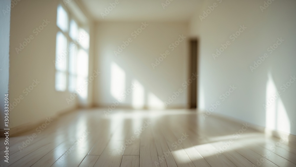 Obraz premium Empty room featuring laminate flooring and light-colored walls