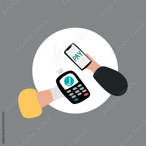 Cashless payment, shopping, finance graphic vector