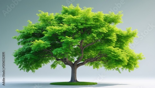 Lush green summer tree set against a transparent background with a precise alpha channel. High-quality mask ensuring no unwanted edges. Ideal for professional graphic design, rendered in high resol... photo