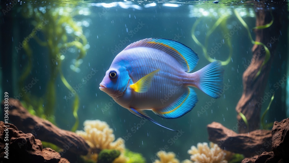 Fototapeta premium The powder brown tang in the aquarium, Acanthurus japonicus
