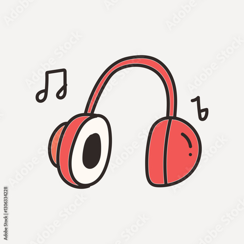 Headphones doodle collage element vector