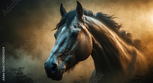 Equine portrait in atmospheric setting