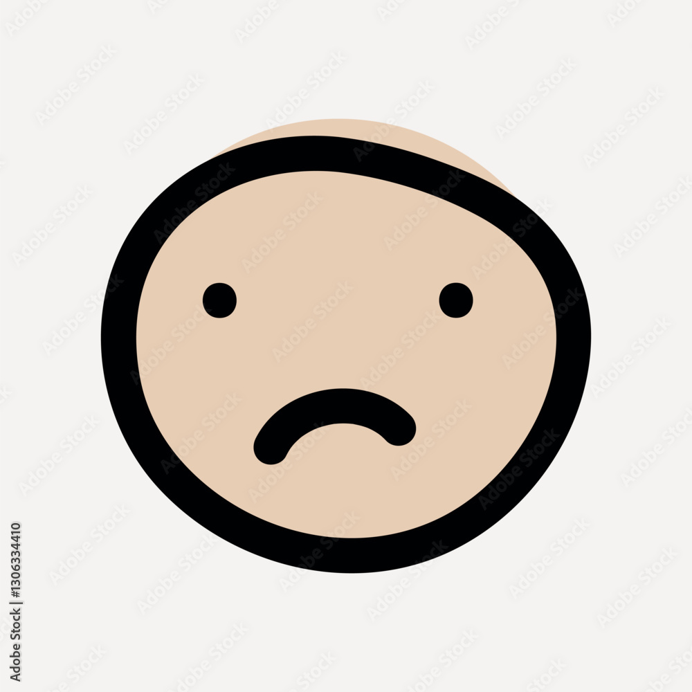 Fototapeta premium Sad emoji doodle collage element vector