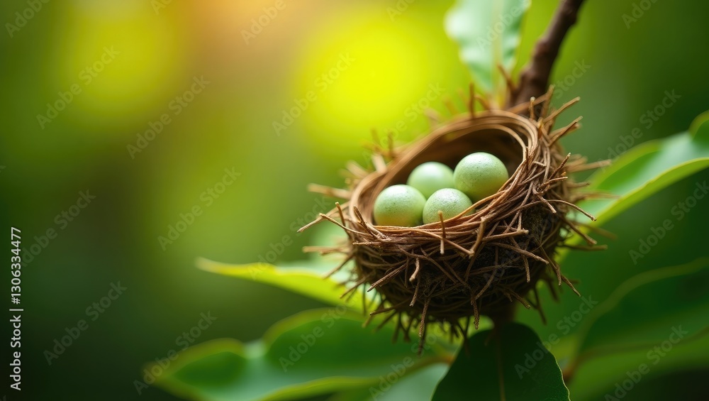 Nest of Hummingbirds with Eggs Resembling Jellybeans, Located in Boquete, Panama Nest of Hummingbirds with Eggs Resembling Jellybeans, Located in Boquete, Panama