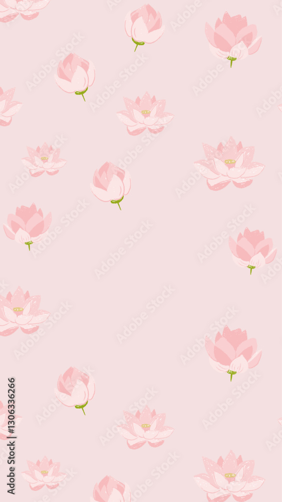 Pink lotus wallpaper, flower pattern illustration Pink lotus wallpaper, flower pattern illustration