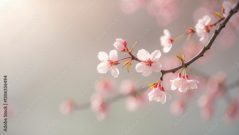 Obraz premium Single cherry blossom twig
