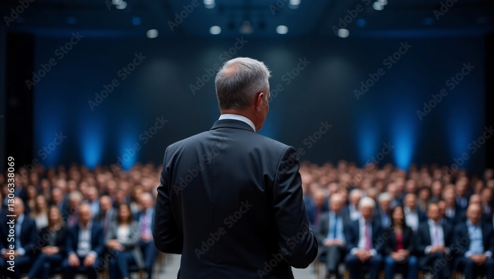 Business Speaker Addressing Audience at Conference Business Speaker Addressing Audience at Conference