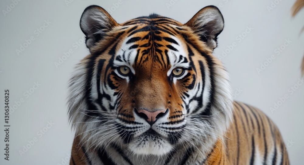 Obraz premium Tiger against a light backdrop.