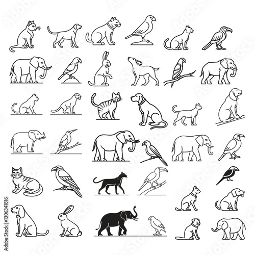animal editable line icons