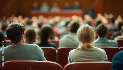 A group of people listening to a speaker giving a presentation in a conference room