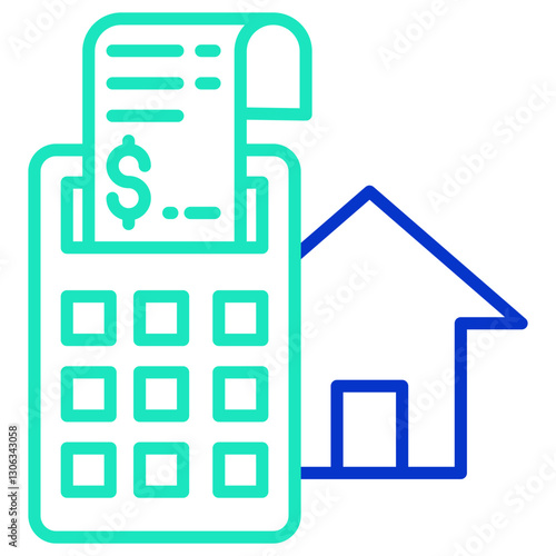 house bills outline dual color icon